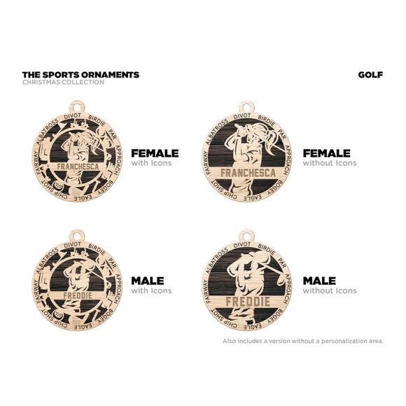 Personalized GOLF GOLFER Ornament Male or Female Custom Name Gift - Picture 2 of 2